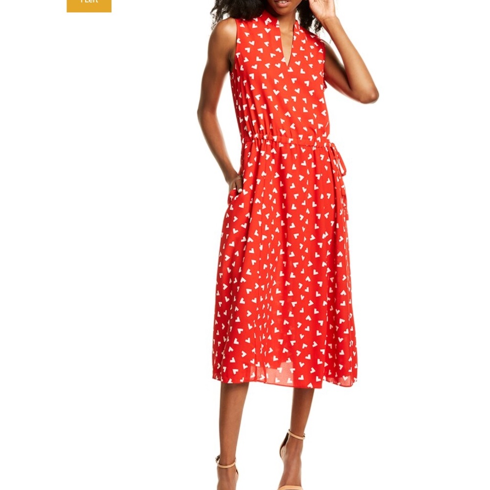 Anne Klein Drawstring Midi Dress in Poppy Cherry